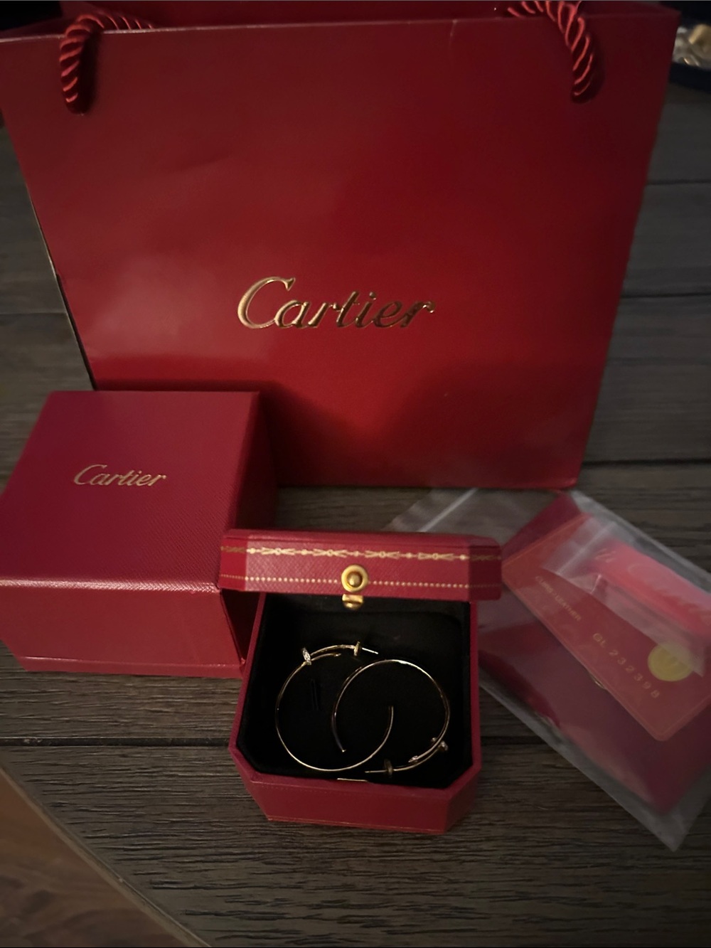Cartier Red Hoop Nail Stule Earings Gold